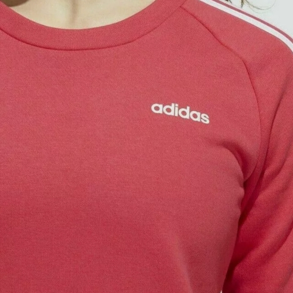 Adidas 3-Stripes Crew Sweatshirt Power Pink Large - Picture 3 of 12